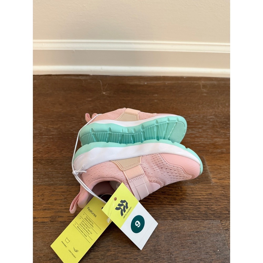 All in Motion Gennie Sneakers Kids Pink Mint Green Slip On Athletic Shoes Size 9 - Picture 6 of 7